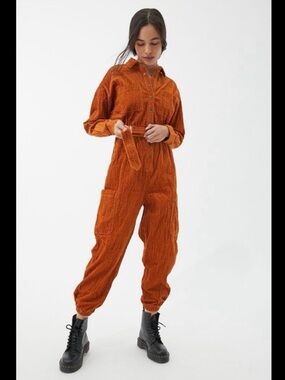 Urban Outfitters Adam Corduroy Jumpsuit Overalls Burnt Orange Sz Large